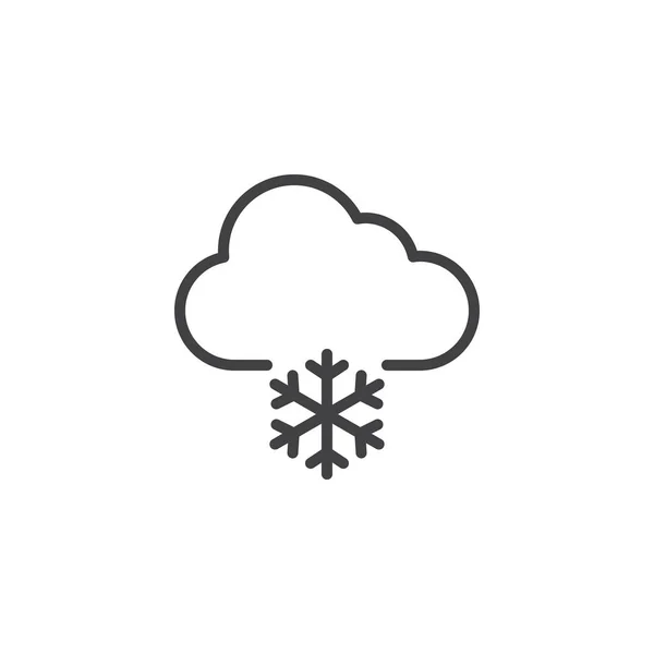 Значок контура облака и снежинки — стоковый вектор
