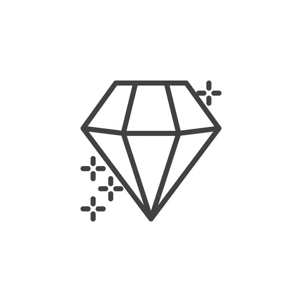 Diamond crystal outline icon. — Stock Vector