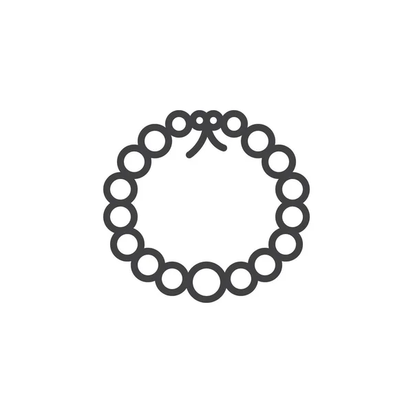 Collar de perlas icono contorno — Vector de stock
