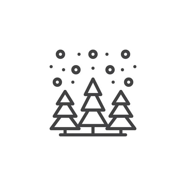 Winterbos omtrek icoon — Stockvector