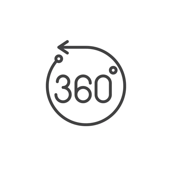 Icono del contorno de 360 grados vista — Vector de stock