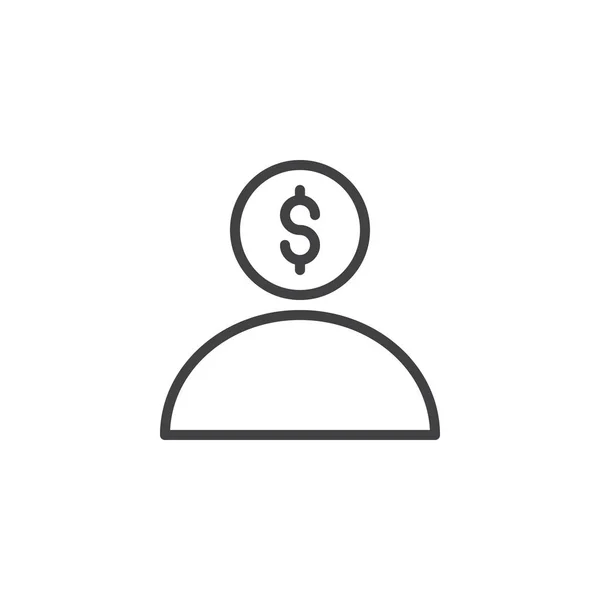 Dolar użytkownika ikonę konturu — Wektor stockowy