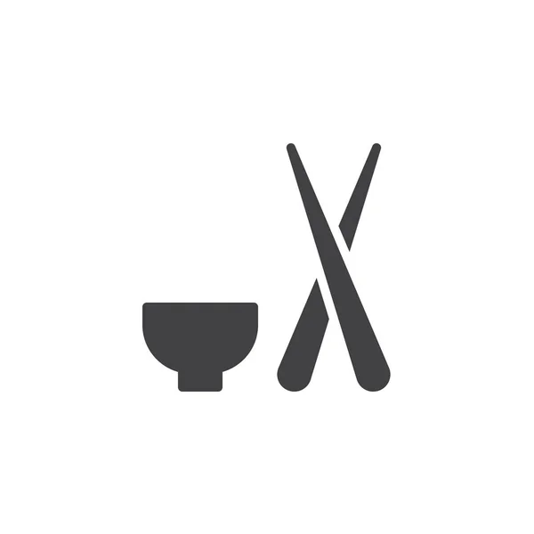 Chopsticks and bowl vector icon — Stock Vector