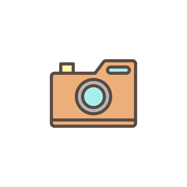 Icono del contorno lleno de cámara fotográfica — Vector de stock