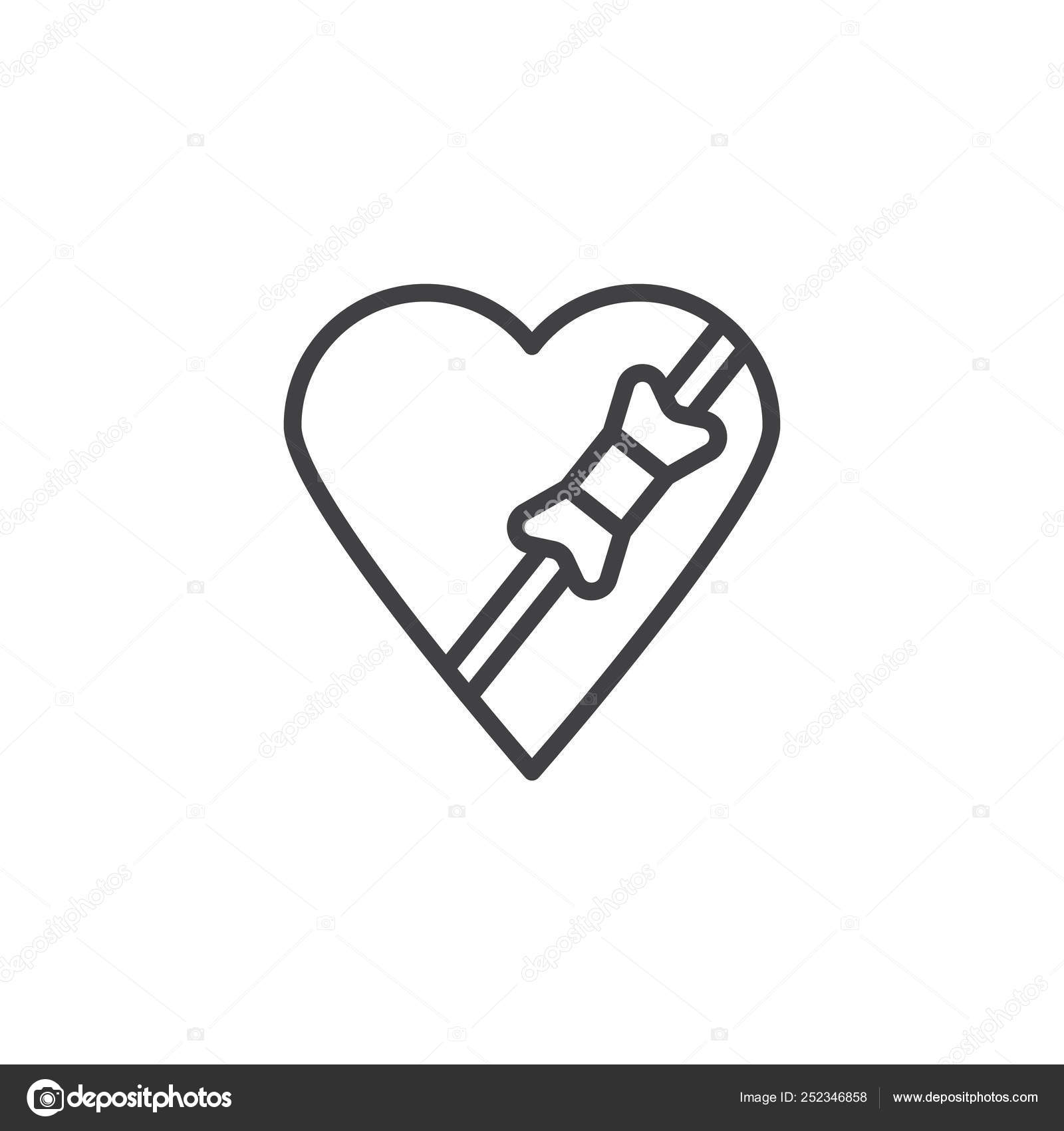 heart gift box with bow outline icon stock vector c avicons 252346858 https depositphotos com 252346858 stock illustration heart gift box with bow html