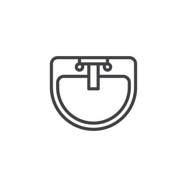 Lavabo ve su dokunun en iyi görünümü anahat simgesini