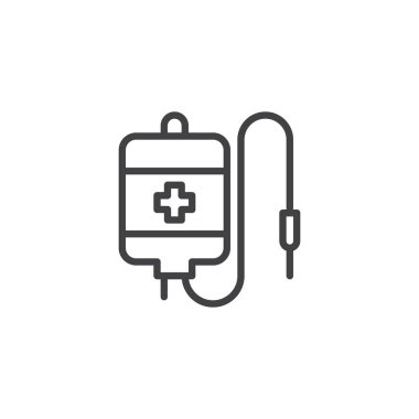 Kan transfüzyonu torba anahat simgesini