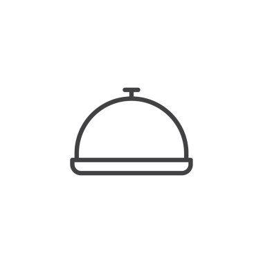 Otel restoran yemek tepsisi anahat simgesini