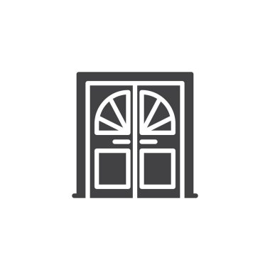Cam pencere vektör simgesi ile çift kapı