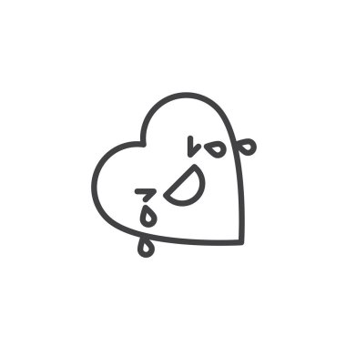 Yüz ile gözyaşları sevinç ifade anahat simgesini