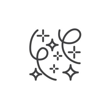 Konfeti şeritler ve yıldız anahat simgesi olan