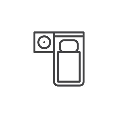 Çift Kişilik Oda ve Resepsiyon lambası üstten görünüm anahat simgesini