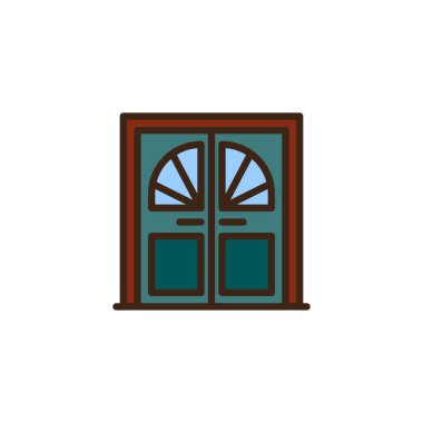 Anahat simgesini çift kapı cam pencere ile dolu