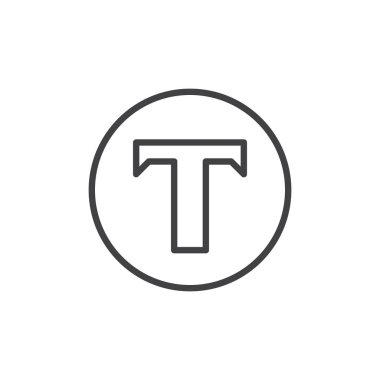 Temel yazı tipi harfi T anahat simgesi