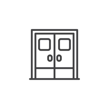 Cam pencere anahat simgesi ile çift kapı