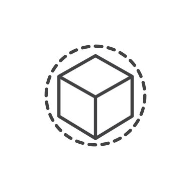 Küp 3D anahat simgesi