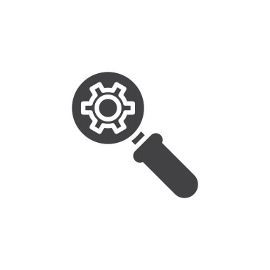 Büyüteç ile dişli vektör simgesi