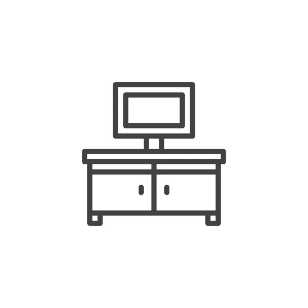 Піктограма контуру столу телевізора — стоковий вектор