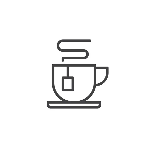 Taza de té verde icono contorno — Vector de stock