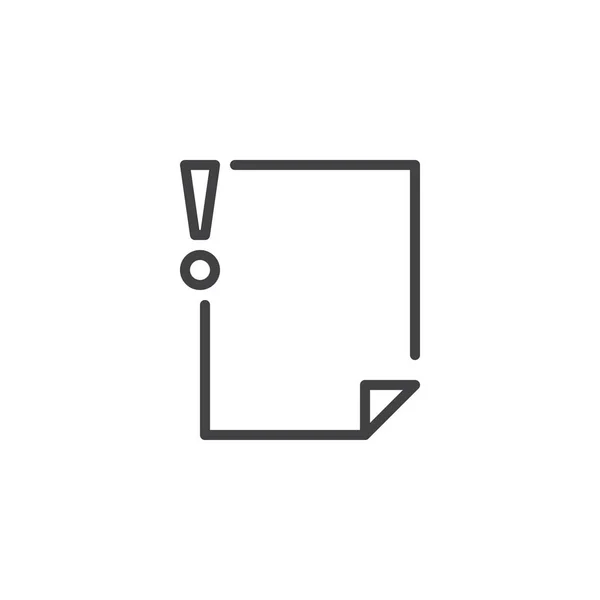 Ausrufezeichen Dateiumriss-Symbol — Stockvektor