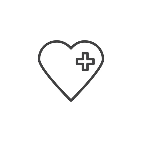 Icono de contorno cardíaco médico — Vector de stock