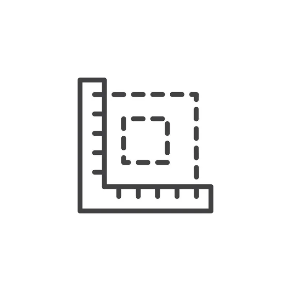 Mesure de l'icône de contour de la règle — Image vectorielle