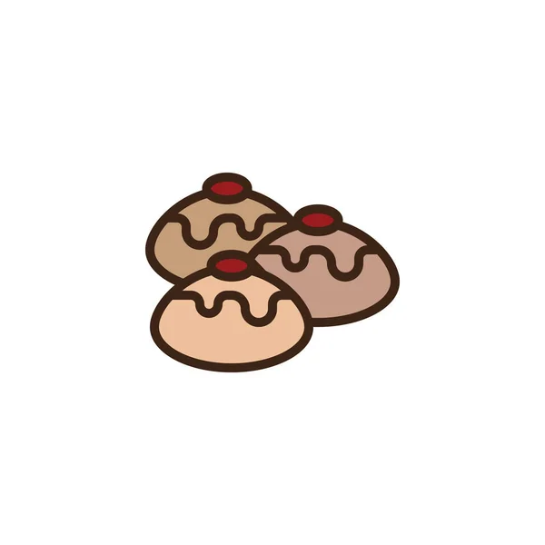 Hanukkah sufganiyot llenado icono del esquema — Vector de stock