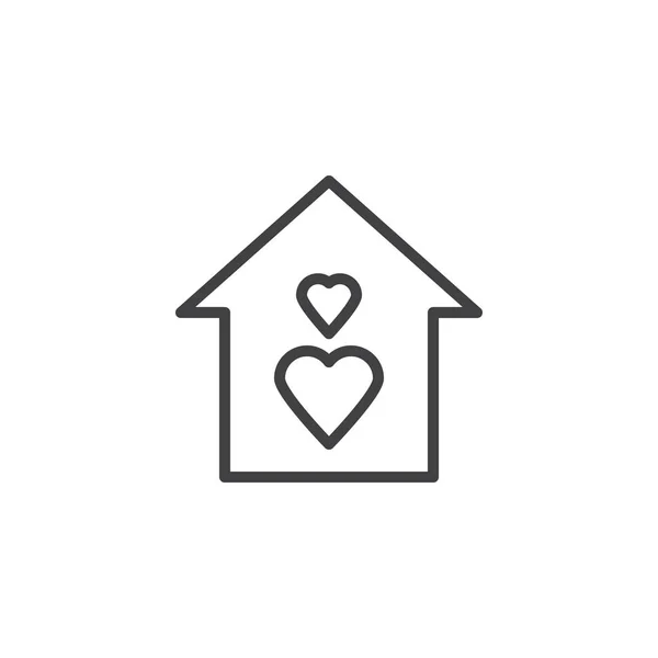 Aşk evi anahat simgesini — Stok Vektör