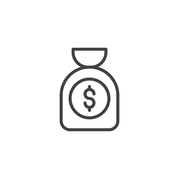 Money bag outline icon — Stock Vector