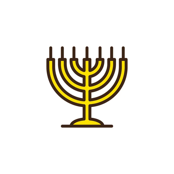 Hanukkah menorah preenchido ícone esboço — Vetor de Stock