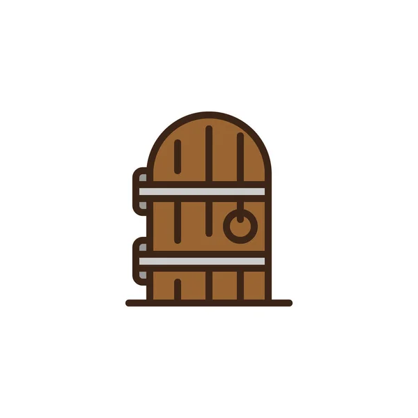 Puerta de la bodega llena icono del contorno — Vector de stock