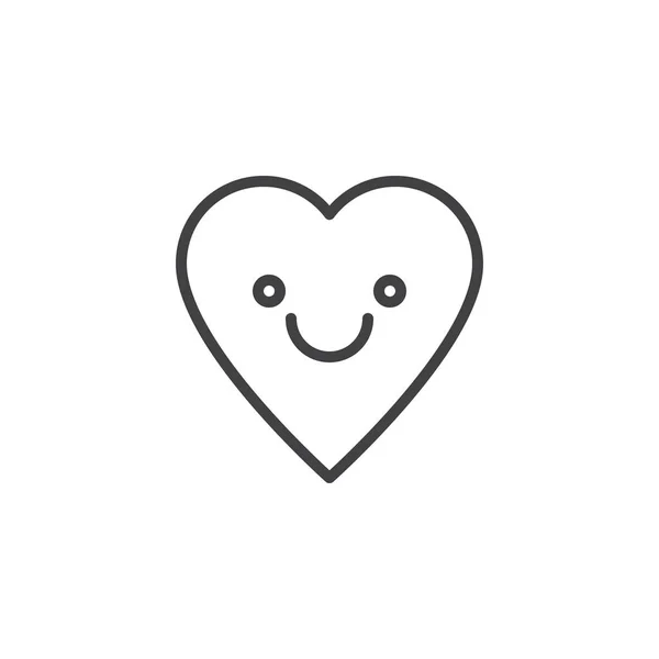 微笑的心表情符号轮廓图标 — 图库矢量图片