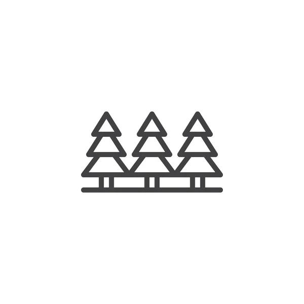 Pine trees outline icon — Stock Vector