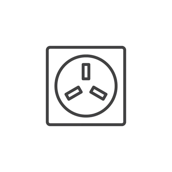 3 pins wall socket outline icon — Stock Vector