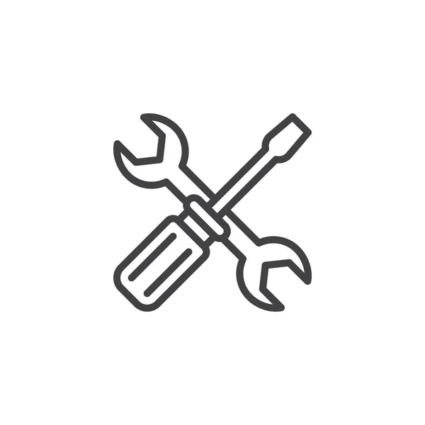 Skift nyckel och skruvmejsel verktyg kontur ikon — Stock vektor