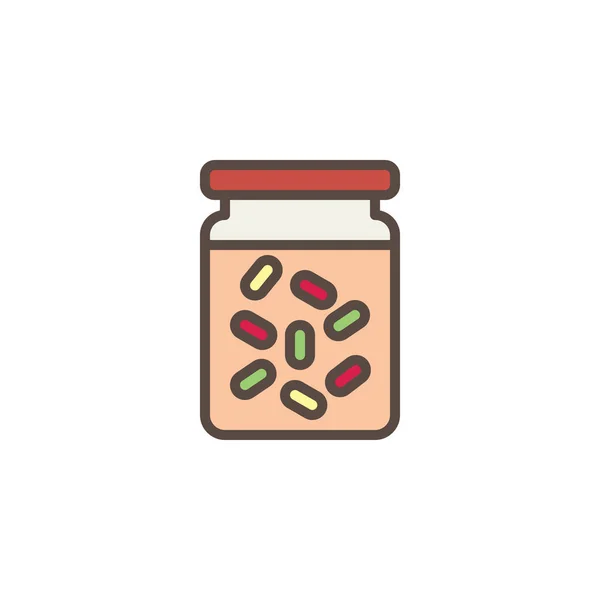 Beans glass jar filled outline icon — Stock Vector