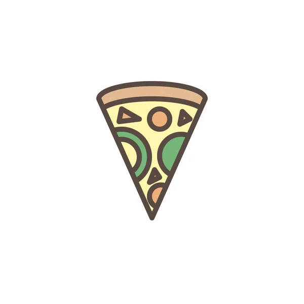 Pieza de pizza llena icono del contorno — Vector de stock