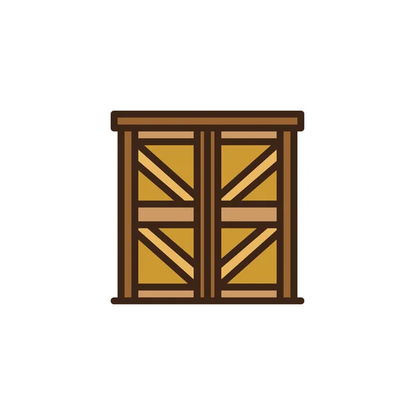 Dvojité dřevěné dveře plné ikonu obrysu — Stockový vektor