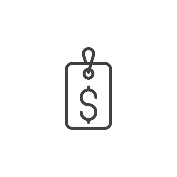 Dollar prijskaartje overzicht pictogram — Stockvector