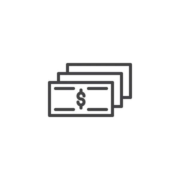 Icono de esquema de dinero en efectivo — Vector de stock