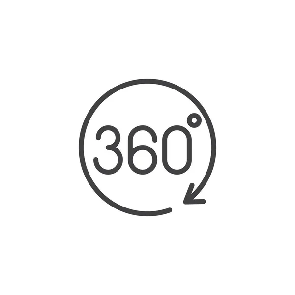 Angle 360 degrees rotation outline icon — Stock Vector