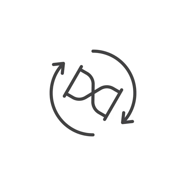 Clessidra rotazione frecce icona contorno — Vettoriale Stock
