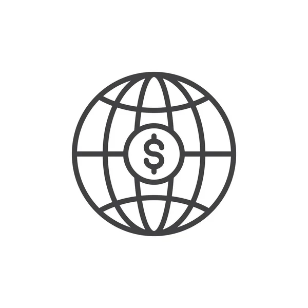 Icono de contorno de dinero global — Vector de stock