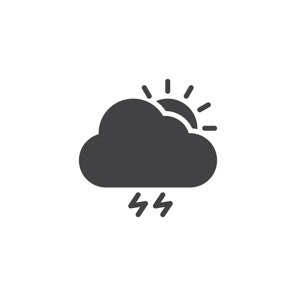 Wolke mit Blitzen und Sonnenvektorsymbol — Stockvektor