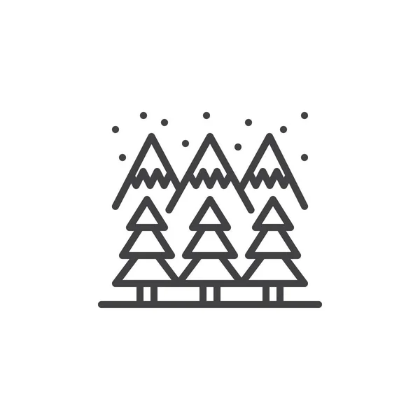 Winter berg bos overzicht pictogram — Stockvector