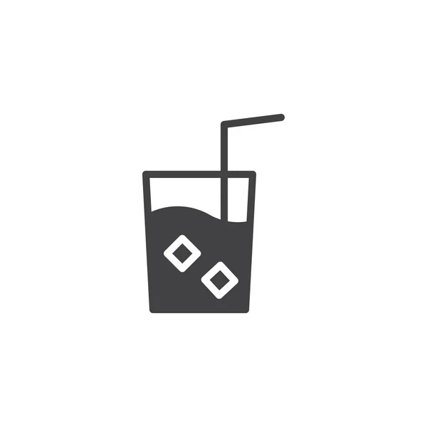 Hielo vaso de té y paja vector icono — Archivo Imágenes Vectoriales