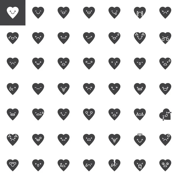 Corazón emoji vector iconos conjunto — Vector de stock