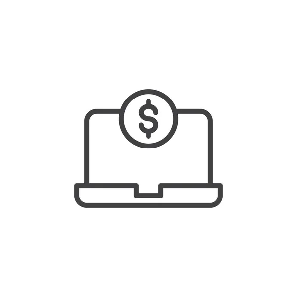 Dinheiro laptop ícone esboço — Vetor de Stock