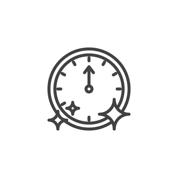 Horloge murale pointant à 12 heures icône de contour — Image vectorielle