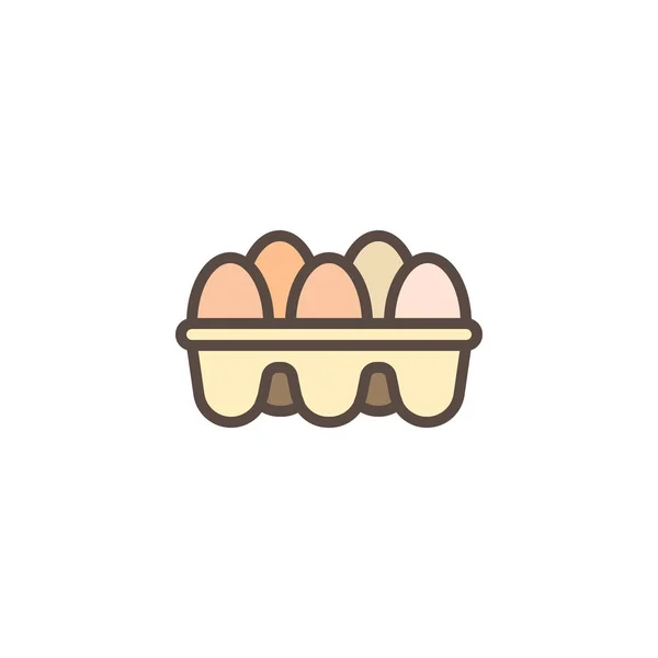 Huevos crudos paquete llenado esquema icono — Vector de stock